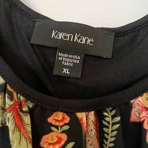 Karen Kane Size XL Black Floral Lined Blouse